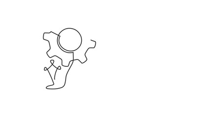 Poster - Animated self drawing of continuous line draw lightbulb with cogwheel. Idea business concept. Full length one line animation. 4K	