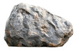 © PNG BOSS - Rough gray granite boulder with textured surface and brown mineral deposits isolated on transparent background