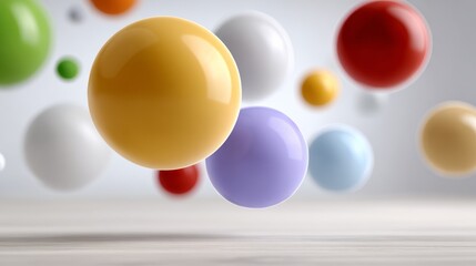 Poster - Bunch of colorful balls are floating in the air