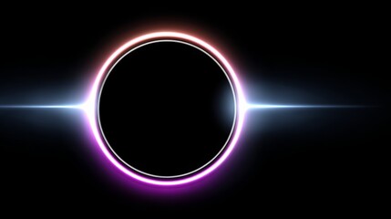 Poster - Black and white photo of a glowing circle with a purple and blue hue