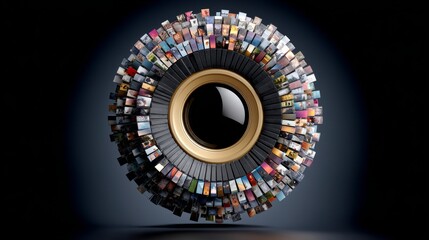 Poster - Large circle of photos with a black center