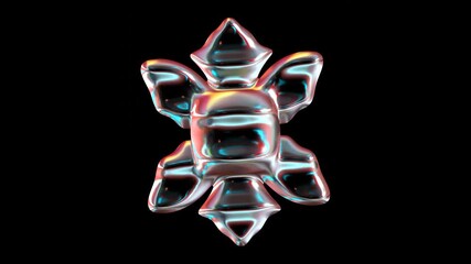 Poster - Glowing Geometric Shape Rotation Against Black Background
