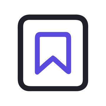 Bookmark Icon with Rounded Square Frame for Saving and Organizing Content, Representing Important Links, Favorite Pages, and Easy Access on a Transparent Backdrop