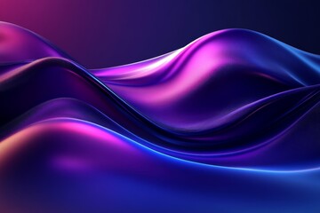 Fototapete - Stunning Abstract 3D Waves of Vibrant Fluid Texture with Dynamic Purple and Blue Gradient Background