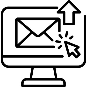 Sending email on computer outline icon vector