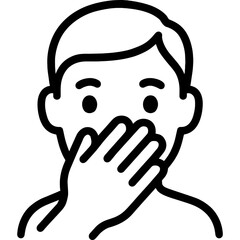 Poster - Hand covering mouth outline icon vector