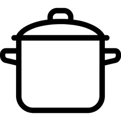 Poster - Cooking pot with lid outline icon vector