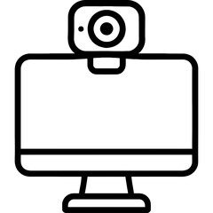 Poster - Webcam on monitor outline icon vector