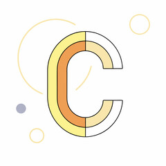 Poster - Conceptual design showcasing the letter C with abstract shapes in yellow and orange tones, perfect for modern logo design, branding projects, and stylish graphic applications.