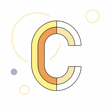 Conceptual design showcasing the letter C with abstract shapes in yellow and orange tones, perfect for modern logo design, branding projects, and stylish graphic applications.