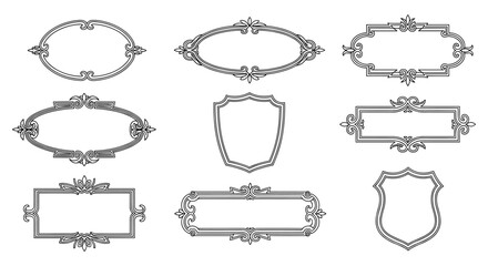 Poster - Collection of elegant vintage frames with ornate swirls and flourishes, perfect for adding a classic touch to your designs, ideal for invitations, certificates or logos.