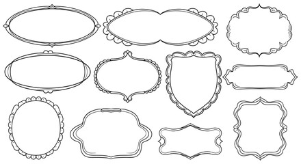 Leinwandbilder - A collection of various ornate, vintage-style frames and borders in a black and white line art illustration, perfect for design elements.