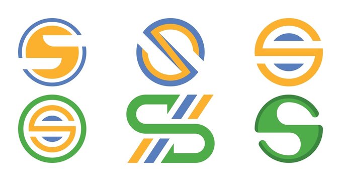 Colorful letter S logo variations. 