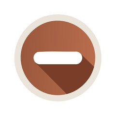 Poster - Subtract Button Icon on Copper Circle, Flat Style, Long Shadow