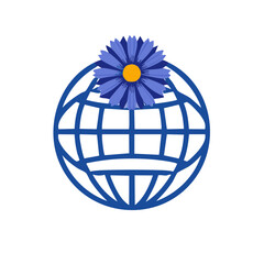 Poster - Globe and Flower Combination Represents Global Harmony and Environmental Protection