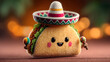 © john - Cute cartoon taco with a sombrero and maraca celebrating cinco de mayo