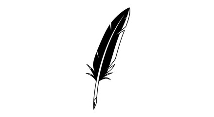 Poster - Vector black feather quill pen illustration for writing and drawing design element vector graphic isolated image