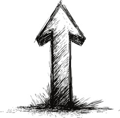 Aufkleber - Hand-drawn black ink arrow pointing upward. Vector illustration