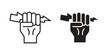 © Annimo - Hand with Power icon. vector flat and line symbols. Vector Graphics.