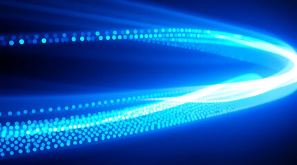 Poster - A blue abstract background with glowing light trails creates a dynamic and futuristic effect