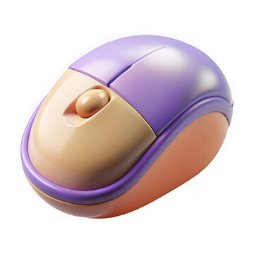 Modern computer mouse with pastel colors isolated isolated on transparent background