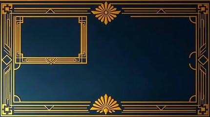 Aufkleber - A golden art deco frame with geometric patterns provides a vintage and elegant background design