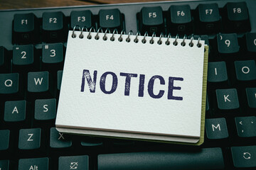 Poster - Notice notebook image. Ideal for Business and general info, particularly for articles or announcements related to notifications and business communications.