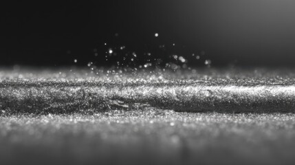 Poster - Microscopic droplets interacting with textured zinc bromide layer, revealing intricate surface dynamics through precise ultrasonic mist dispersion