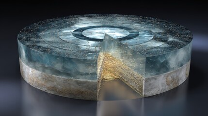Aufkleber - Rotating cross section of a diamond precipitation drum reveals its layered structure. Designed for thermal stability in quantum sensing environments. Highlighting the materials and their interaction