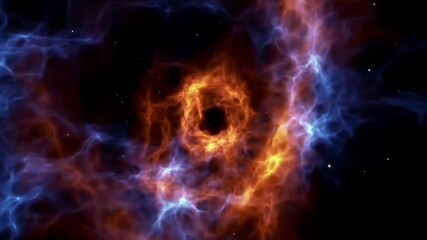 Poster - Abstract Orange and Blue Energy Vortex in Dark Cosmic Space Illustration