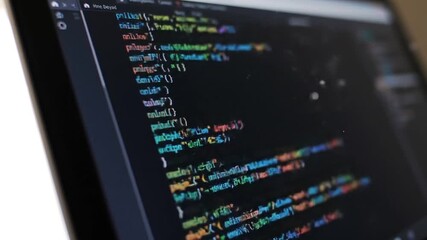 Poster - Computer Screen Displaying Colorful Code with Black Background for Programming and Software Development