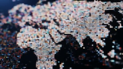 Poster - Pixelated Earth Globe World Map Illustration with Dot Matrix Effect and Dark Background