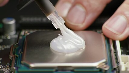 Poster - Thermal Paste Application to Cpu Heat Spreader on a Computer Motherboard under Bright Neutral Lighting