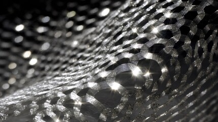 Poster - Close up of a futuristic, shapeshifting material with a layered surface, oscillating between rigid and flexible states, creating an intricate pattern of light and shadow