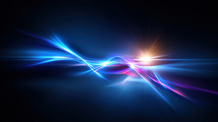 Poster - Colorful light waves creating abstract patterns in a dark space