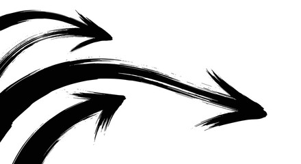 Poster - Three black painted arrows pointing in different directions on a white background providing directionality 100