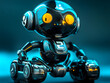 © lamia - A shiny toy robot with wheels and glowing eyes