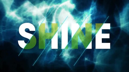 Poster - Dark energy initiating SE letters expanding into SHINE with shifting green and animating cyan lines