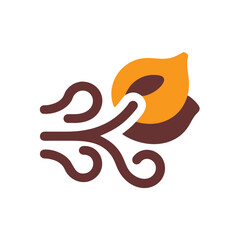 Poster - Abstract brown orange shapes forming a stylized leaf or seed pod circle color