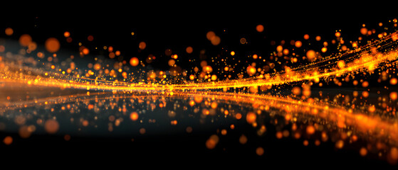 Poster - Long, orange line with many small orange dots