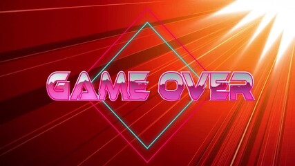 Poster - On neon outline appearing, pink GAME OVER text sliding and diamond pulsing to mark game end