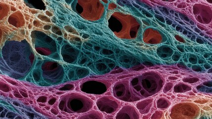 Poster - Magnified view of a stent microstructure after treatment, revealing the complex layering and adherence of the superhydrophobic material at a molecular level