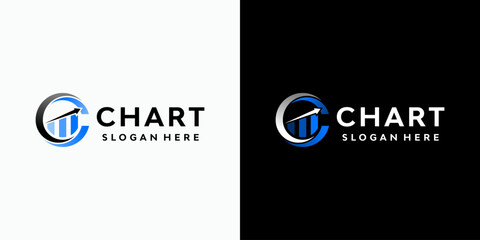 Poster - Vector logo design of initial letter C with growth graph and arrow shape in modern, simple, clean and abstract style. Icons for business, investment and personal branding.