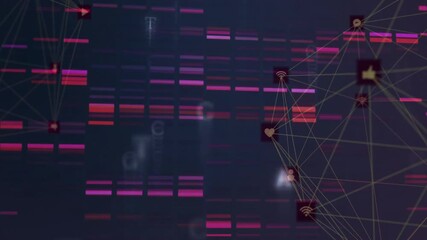 Poster - Faint bars materializing on left then network nodes sprouting icons to represent live data flow