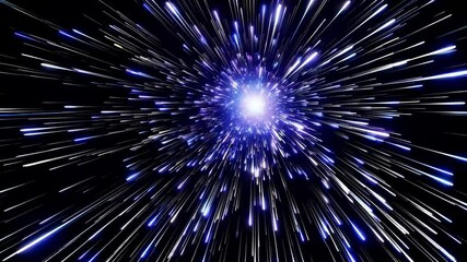 Wall Mural - dynamic video concept of a warp-speed effect with a central burst of light. captured from a frontal 