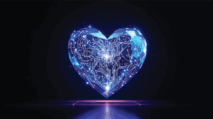 Poster - Digital heart concept with circuit board design representing technology and artificial intelligence.