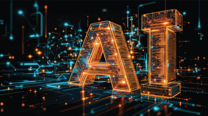Poster - Futuristic artificial intelligence technology concept depicting ai and information technology connectivity.