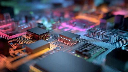Poster - Abstract Circuit Board: A Microscopic View of Technology's Intricate Beauty