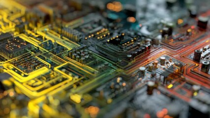 Poster - Abstract Circuit Board: A Symphony of Technology and Color
