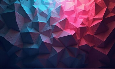 Aufkleber - A geometric abstract depicts a textured surface illuminated by dual-toned lighting, creating a play of light and shadow. The color scheme is primarily cool blue and warm pink.